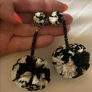 Black and White Straw Earrings